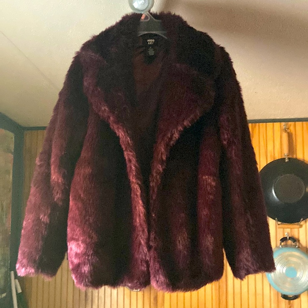 Maroon Faux Fur Jacket